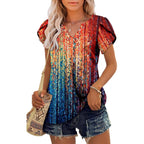 Women's Flowy Boho Tunic Top Rainbow