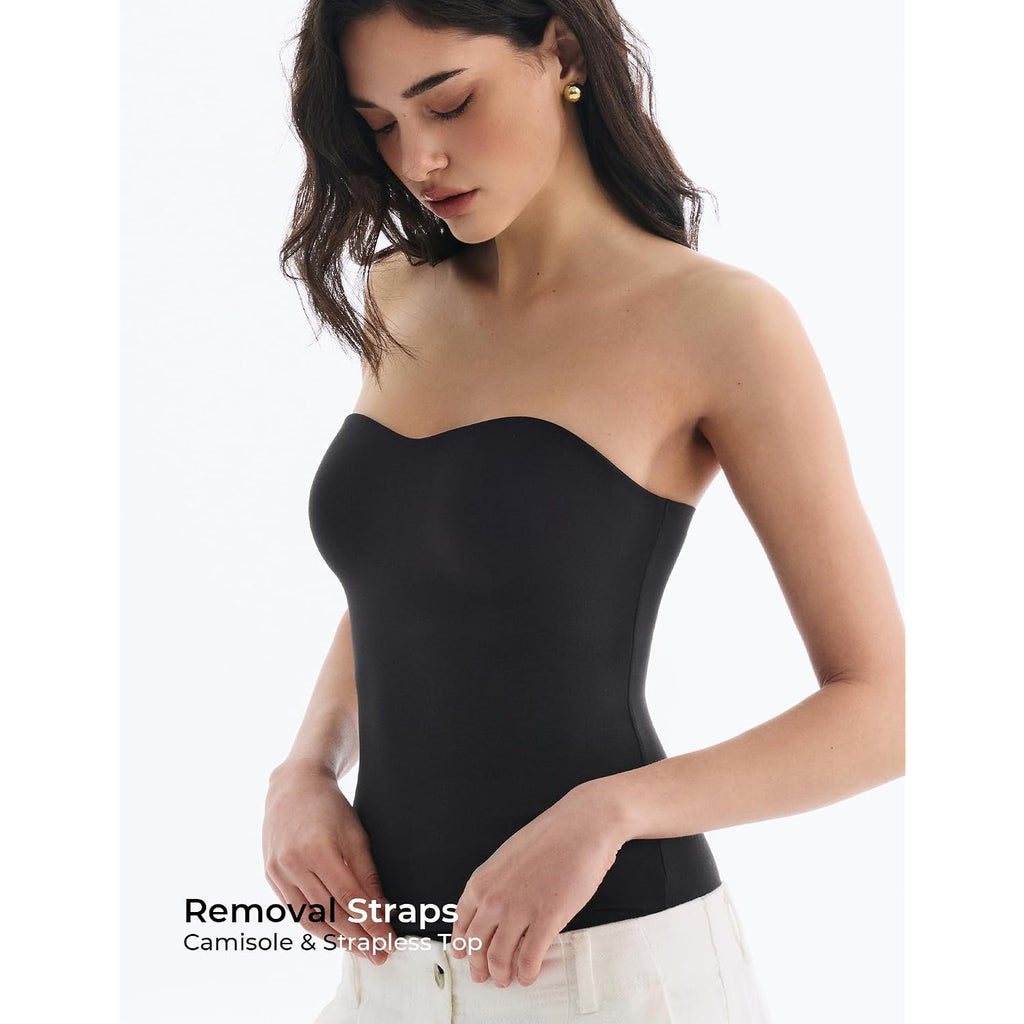 Built in Bra Tank Tops for Women, Double Lined Padded Cami Scoop Neck Spaghetti Straps Basic Summer Top 2026