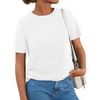 PRETTYGARDEN Womens Short Sleeve Tops Summer 2026 Casual Crewneck Cotton Basic Tee Shirts Fashion Clothing Spring Outfits