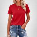 MAGCOMSEN Women's T Shirts Cotton Short Sleeve Shirts Crew-Neck Summer Tops Classic-Fit Tees Breathable Casual Clothes