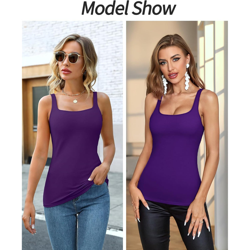 Women's Shelf Bra Cotton Tank Top Purple