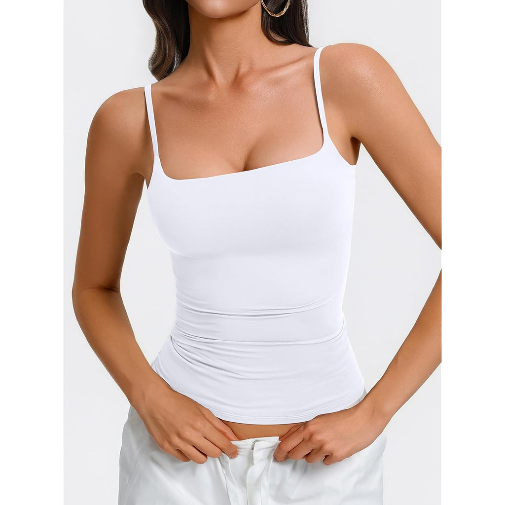 Women's Built-In Bra Tank Top White