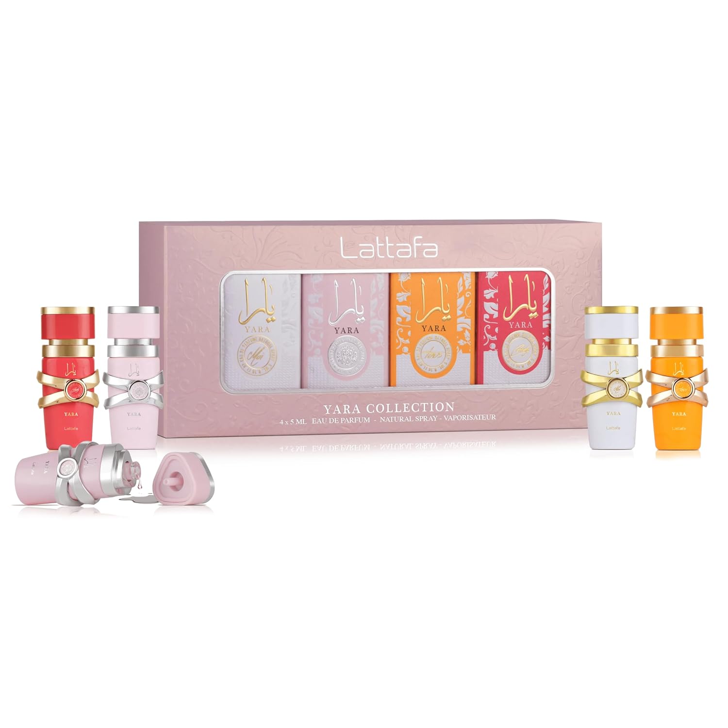Lattafa Yara Collection – 4 × 5 ml Eau de Parfum Gift Set for Women (Yara + Yara Moi + Yara Tous + Yara Candy)