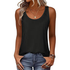 Women's Flowy Scoop Neck Tank Top Black