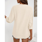 Women's Cotton Linen Button-Up Tunic Top Apricot