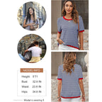 Dokotoo Womens Tops 2026 Casual Summer Crewneck Short Sleeve Striped Color Block Knit High Low Trendy Pullover Sweaters
