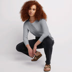 Hanes Women's Originals Long Sleeve Cotton T-Shirt, Lightweight Crewneck Tee, Modern Fit