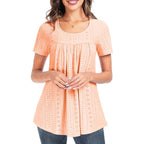 Women's Loose Fit Crew Neck Tunic Top Light Orange
