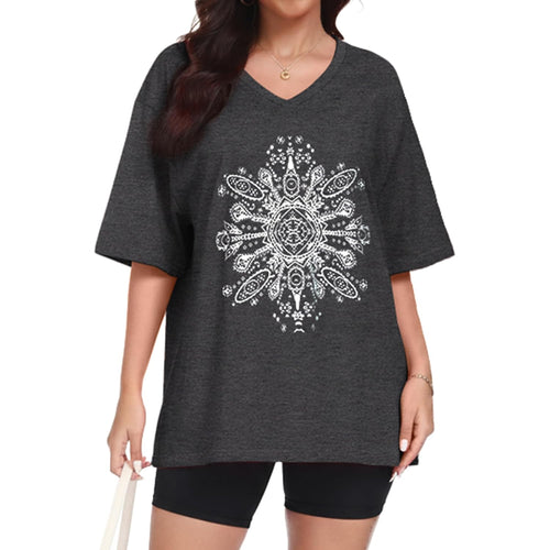 ADOREJOY Oversized Tshirts for Women V Neck Summer Graphic Tees Casual Short Sleeve Loose Tops 2026