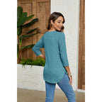 Women's Basic Round Neck Tunic Top Blue/Green