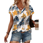 Womens T Shirts V Neck Cap Sleeve Summer Tops Basic Women Blouses Beach Vacation Spring Clothes
