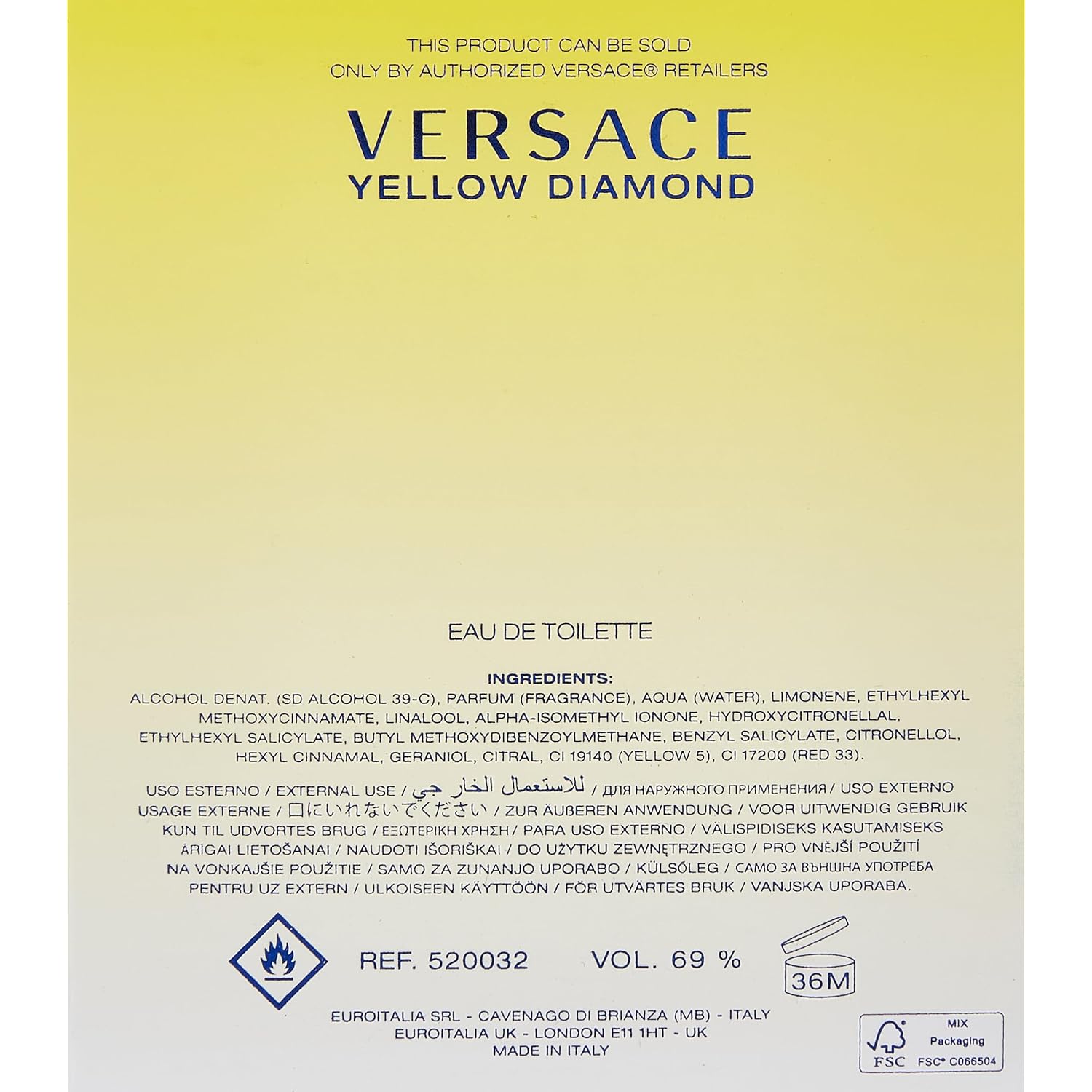 Yellow Diamond by Versace for Women 3.0 oz Eau de Toilette Spray