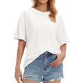 Stelle Non See Through Oversized T Shirts Women Crew Neck Short Sleeve Summer Tops Soft Basic Tee Shirt