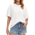 Stelle Non See Through Oversized T Shirts Women Crew Neck Short Sleeve Summer Tops Soft Basic Tee Shirt