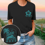 Hawaiian Beach T Shirts for Women Hibiscus Flower Palm Tree Shirt Tropical Graphic Tees Summer Beachy Vacation Tops