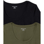 Amazon Essentials Women's Regular-Fit Short-Sleeve Scoop Neck T-Shirt, Summer Casual, Pack of 2