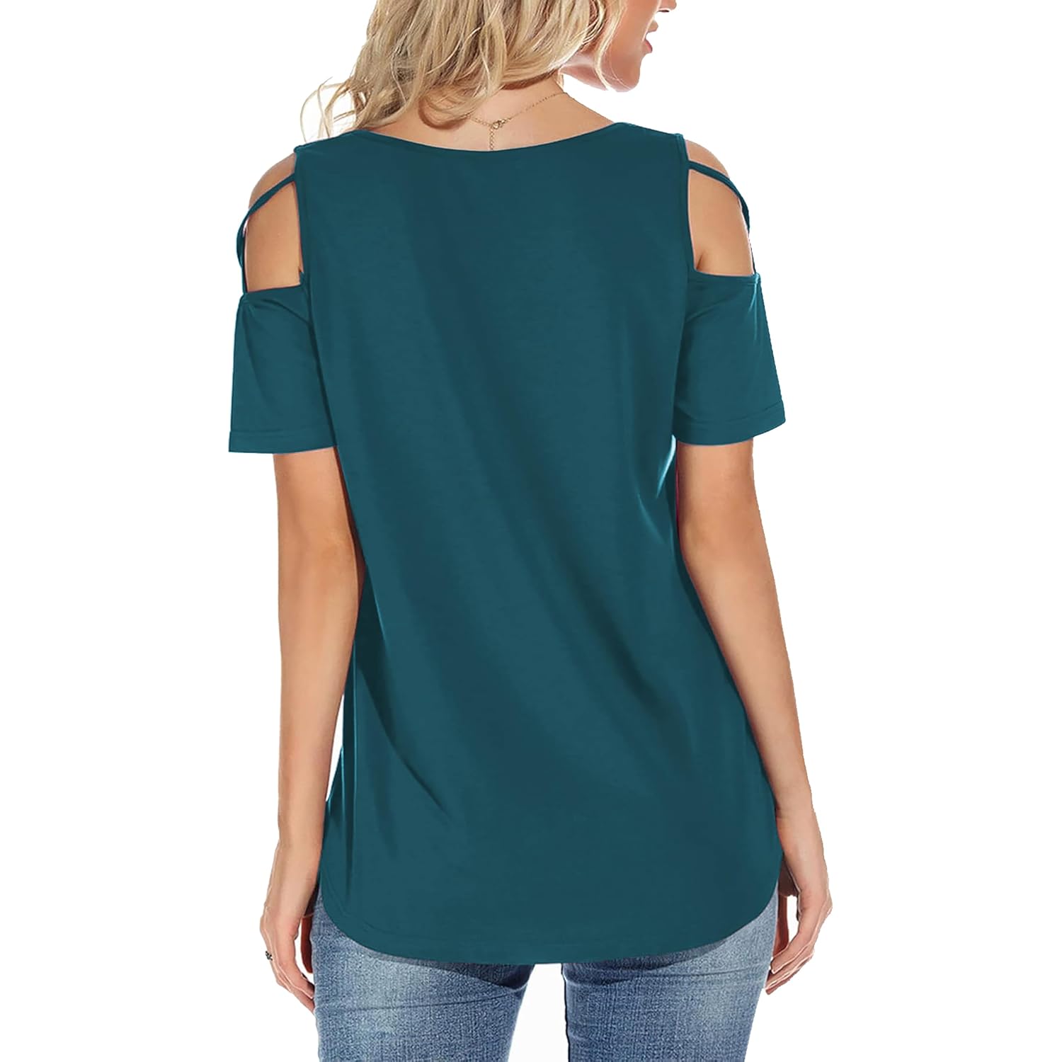 Women's Cold Shoulder Tunic Top Petrol