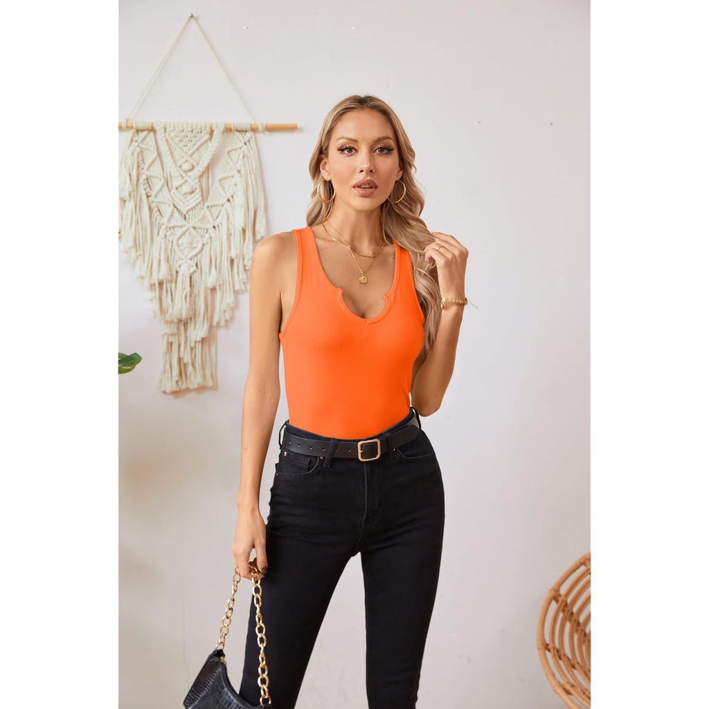 VICHYIE Tank Tops for Women Summer Sleeveless Shirts V Neck Ribbed Slim Fitted Tops Cami Blouses