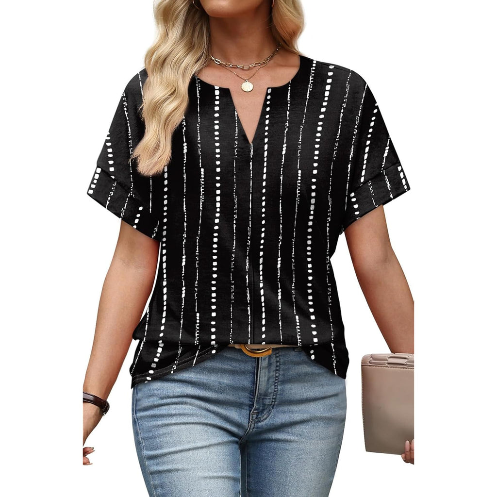 WIHOLL Womens Summer Tops 2026 Short Sleeve V Neck T Shirts Fashion Beach Vacation Clothes Business Casual Outfits
