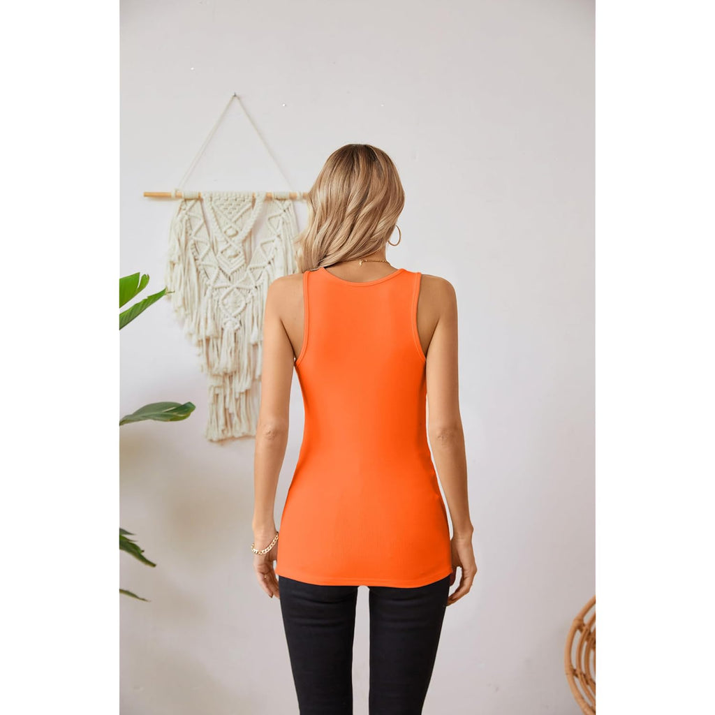 VICHYIE Tank Tops for Women Summer Sleeveless Shirts V Neck Ribbed Slim Fitted Tops Cami Blouses