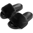Women's Slippers Fuzzy Black