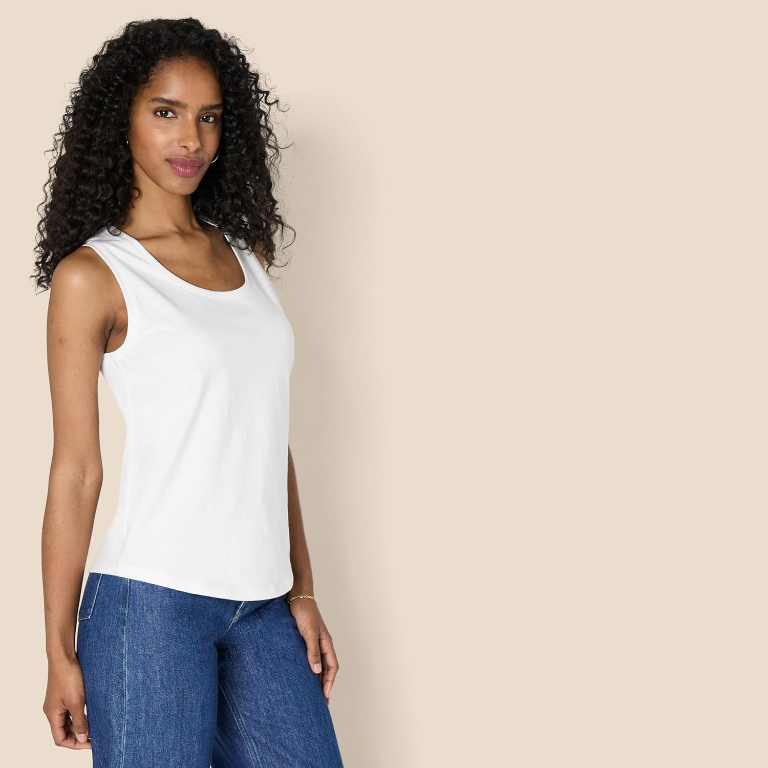 Women's Cotton Sleeveless Tank Top Black/White