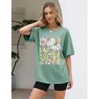 LOMON Oversized Graphic T Shirts for Women Short Sleeve Crewneck Summer Tops Loose Casual Basic Tees