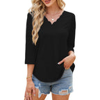 Women's Casual V-Neck Tunic Top Black