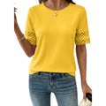 SHEWIN Womens Tops Crewneck Hollow Out Short Sleeve Shirts Lace Spring Blouses Tee Summer Tops for Women 2026