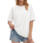 Stelle Non See Through Oversized T Shirts Women Crew Neck Short Sleeve Summer Tops Soft Basic Tee Shirt