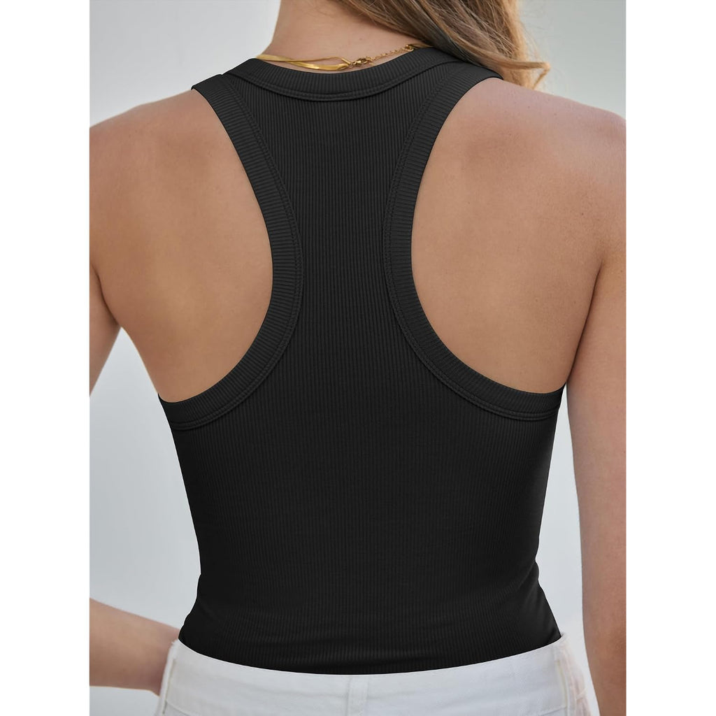 ANRABESS Womens Ribbed Square Neck Tank Tops, Soft Stretchy Fabric Slim Fit Comfy for Yoga Lounge& Versatile Summer Outfits