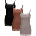 Women's Lace Trim Camisole Tank Top Black/Milk Coffee/Caramel