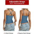 EasyGala Womens Cotton Camisoles Lace V Neck Tank Top Spaghetti Strap Slim Fitted Sexy Cami Tops Going Out Cute Shirts