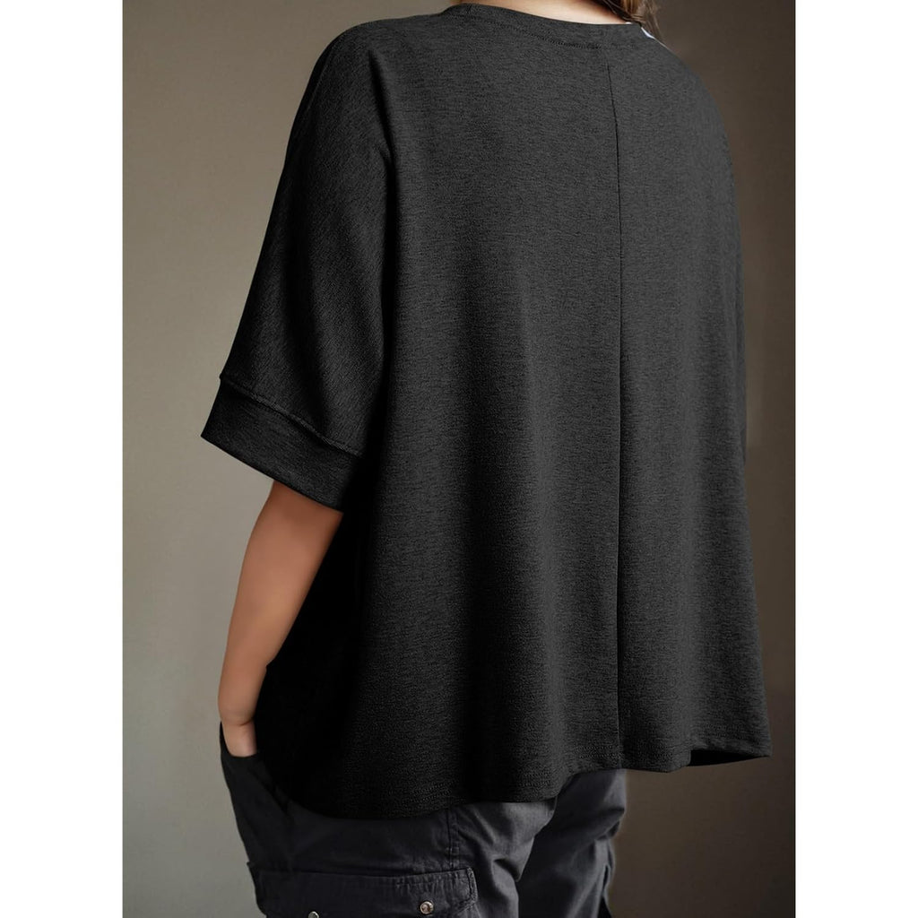 Dokotoo Summer Shirts 2026 Womens Solid T Shirts for Women Loose Oversized Tops Basic Tee