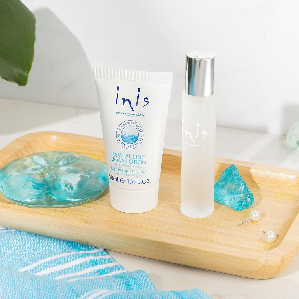 Inis the Energy of the Sea - Cologne and Body Lotion Sampler Gift Set for Women and Men, Unisex Travel Size Toiletries with Mini Cologne and Mini Lotion, Clean Ocean Fresh Fragrance