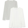 Amazon Essentials Women's Slim-Fit Long Sleeve Rib Knit Crew Neck Top, Pack of 2