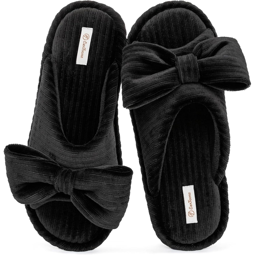 Women's Slippers Bow Velvet Black