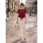 EVALESS Womens Tops Summer Cap Sleeve Tie Front Shirts 2026 Business Casual Work Blouses