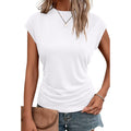 Bliwov Womens Summer Tops Cap Sleeve Crew Neck T Shirts Spring Trendy Fashion Outfits Business Beach Vacation Blouses Clothes