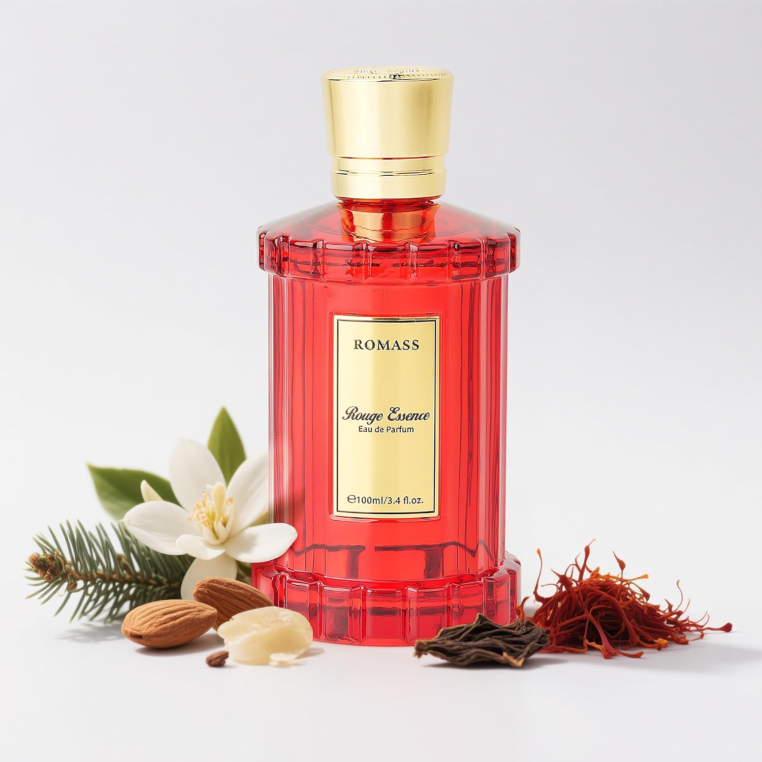 Rouge Essence Luxe Eau De Perfume - 8+ Hours Long-Lasting Fragrance with Vibrant Saffron, Warm Amber, Woody Accords & Creamy Almond Notes100ml