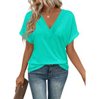 T Shirts Short Sleeve V Neck Tees Womens Tops Beach Vacation Fashion Clothes 2026 Casual Summer Spring Fall Outfits