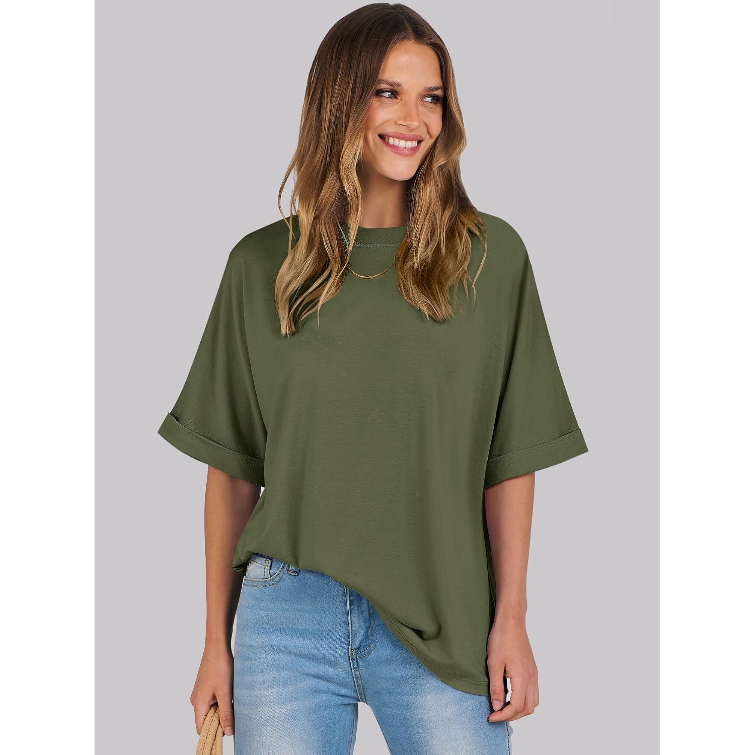 ANRABESS Womens Tops Oversized T Shirts Short Sleeve Crewneck Summer Casual Loose Basic Tee Shirt 2026 Trendy Fashion Clothes