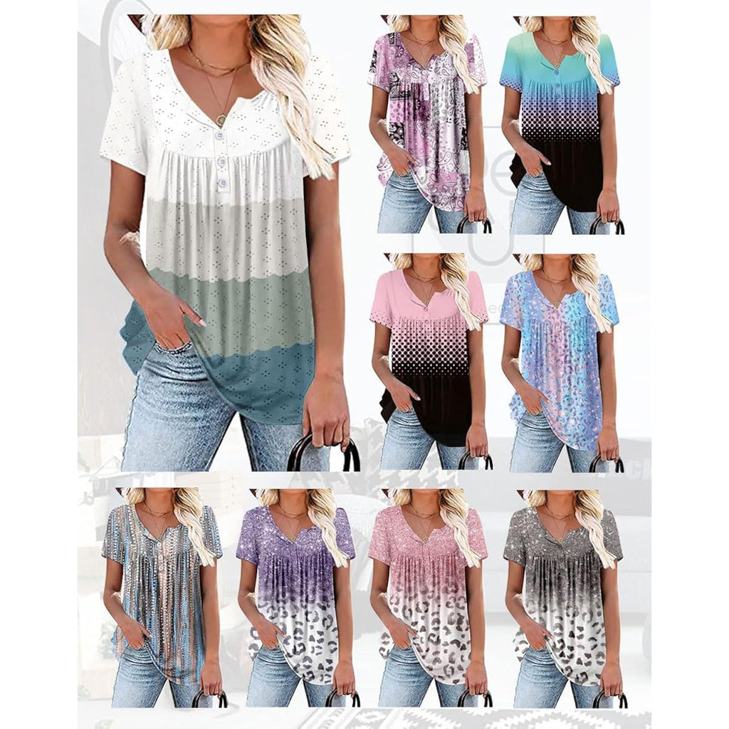 Women's Lace Pleated Tunic Top Leopard
