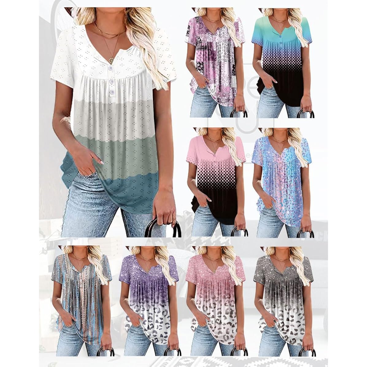 Women's Lace Pleated Tunic Top Leopard