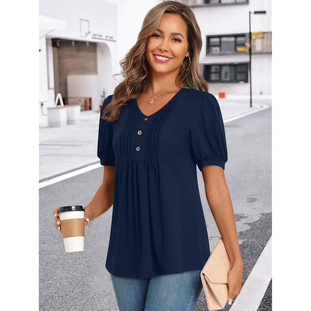 Women's Dressy Casual Tunic Top Navy Blue