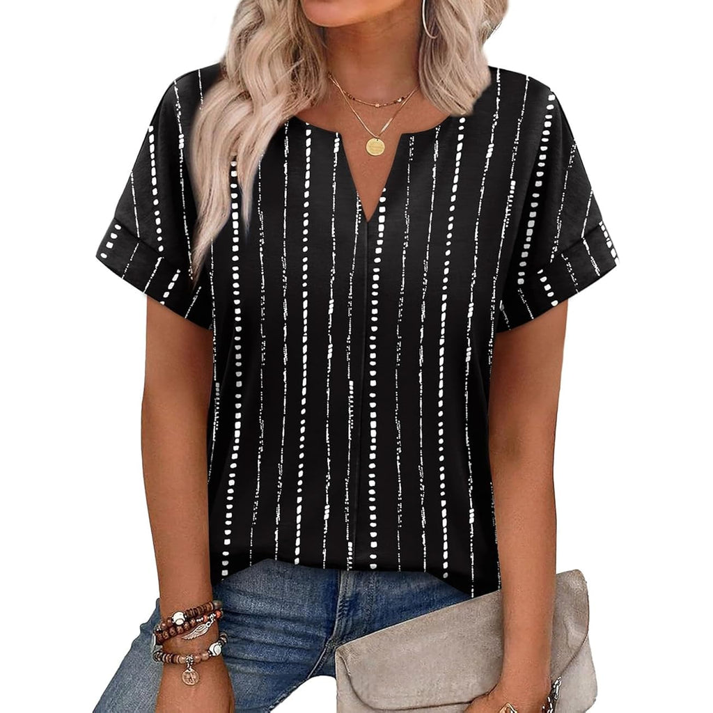 WIHOLL Womens Summer Tops 2026 Short Sleeve V Neck T Shirts Fashion Beach Vacation Clothes Business Casual Outfits
