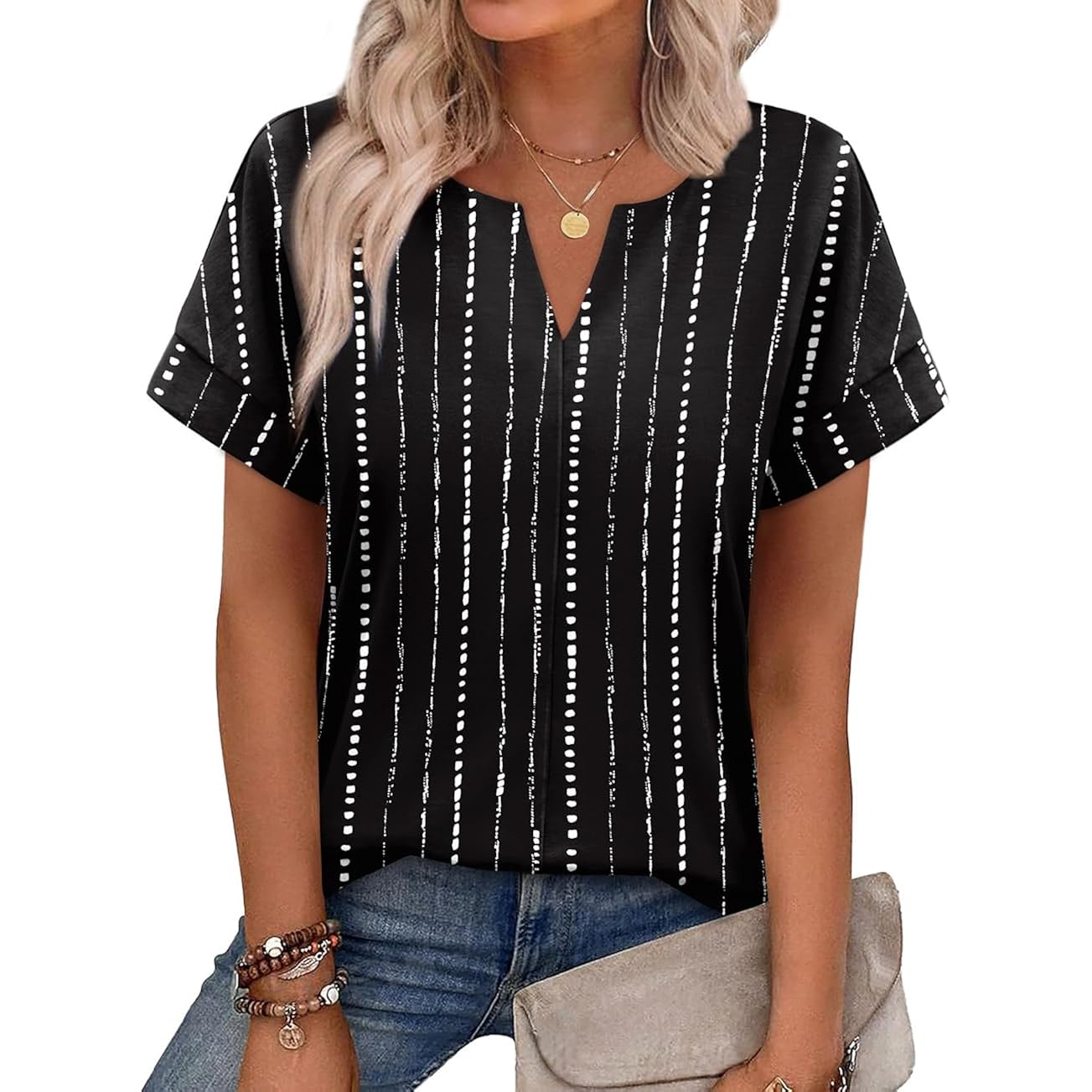 WIHOLL Womens Summer Tops 2026 Short Sleeve V Neck T Shirts Fashion Beach Vacation Clothes Business Casual Outfits