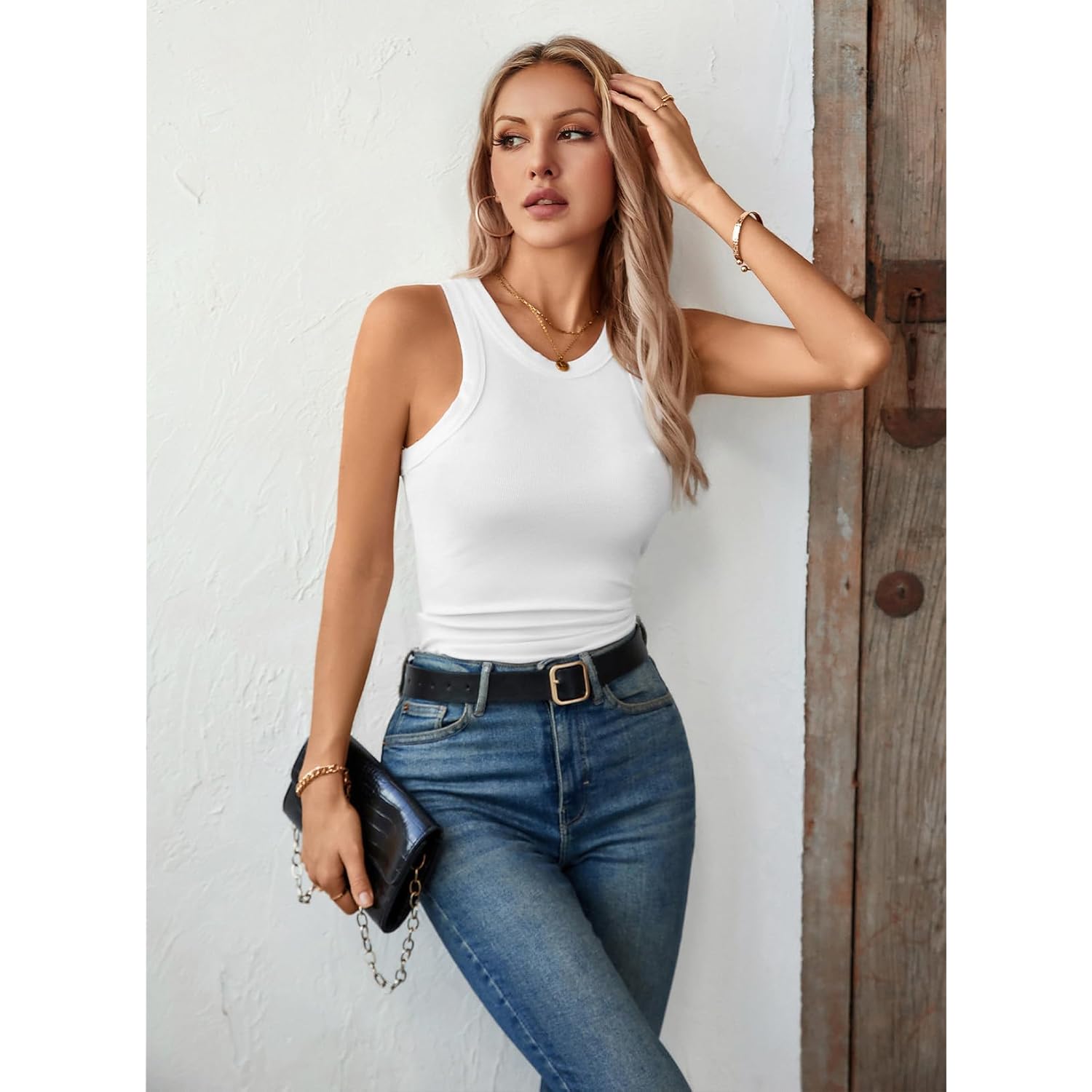 LOLONG Womens Tank Tops Summer Sleeveless Racerback Casual Basic Ribbed Knit Shirts