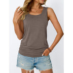Women's Square Neck Ruched Tank Top Coffee Grey