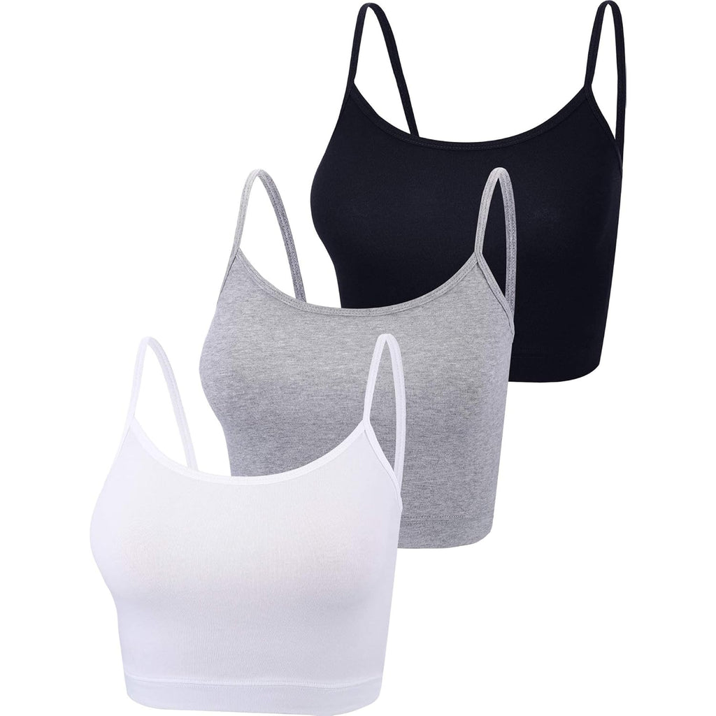 Women's Spaghetti Strap Crop Tank Top Black/White/Grey